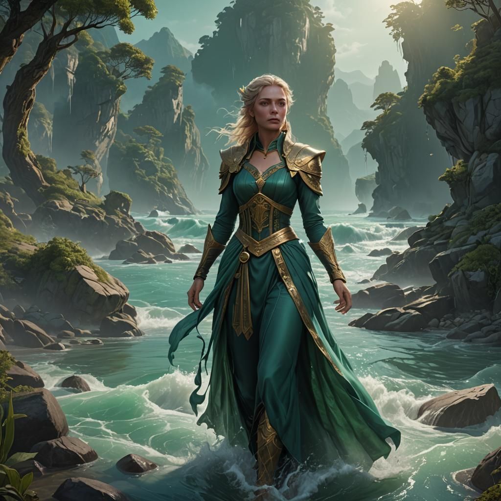 Goldberry in Diaphanous Sea Green Clothes