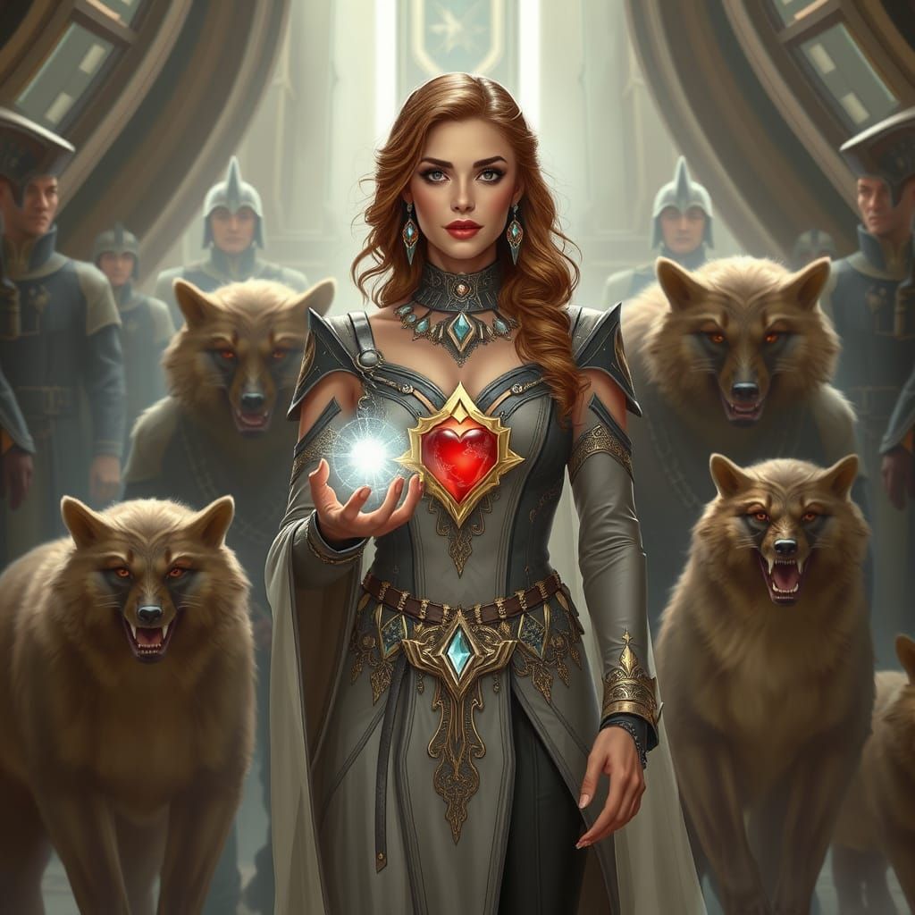 Starfleet Woman with Skyclave Heart, Mystical Digital Art