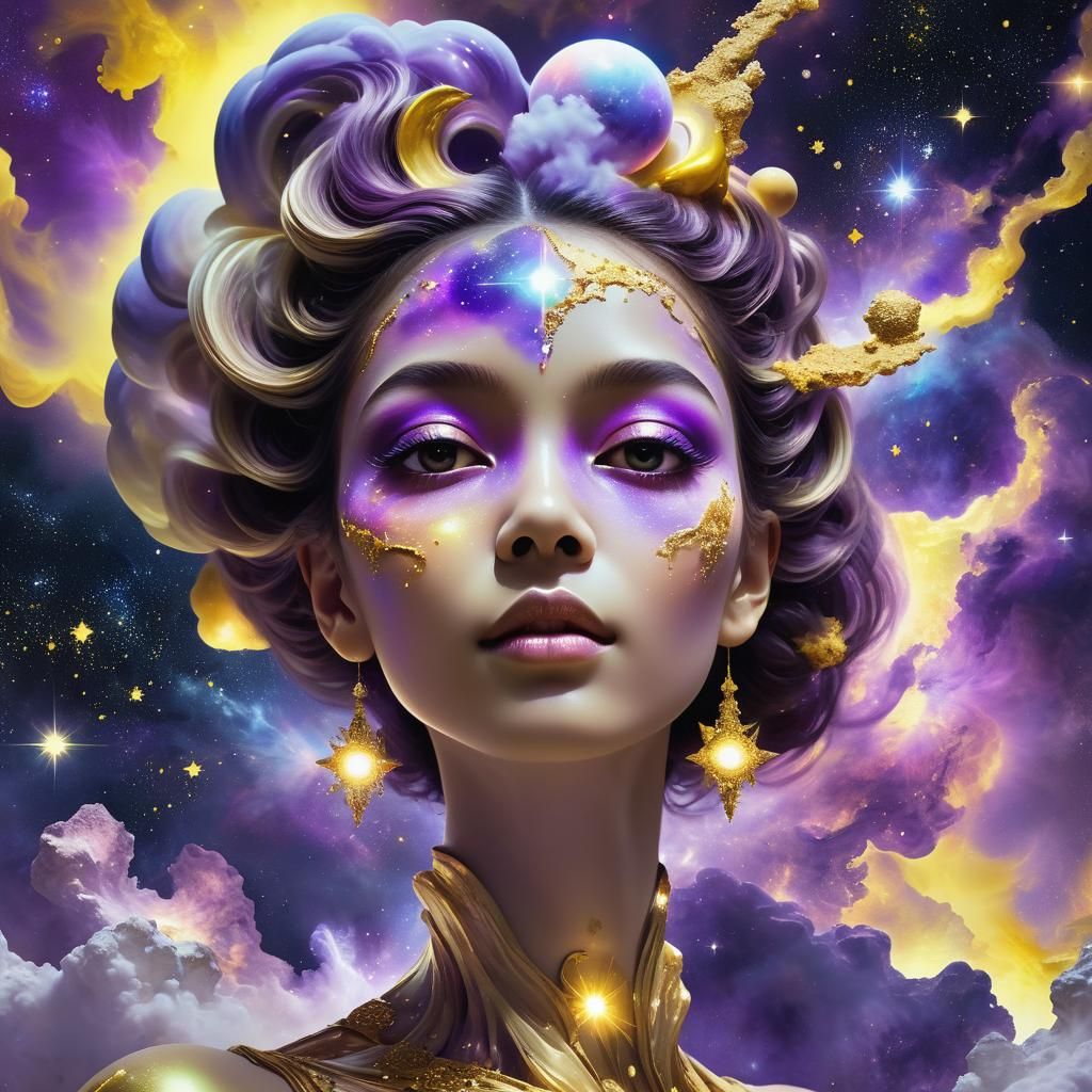 Cosmic Goddess in Surrealist Celestial Art