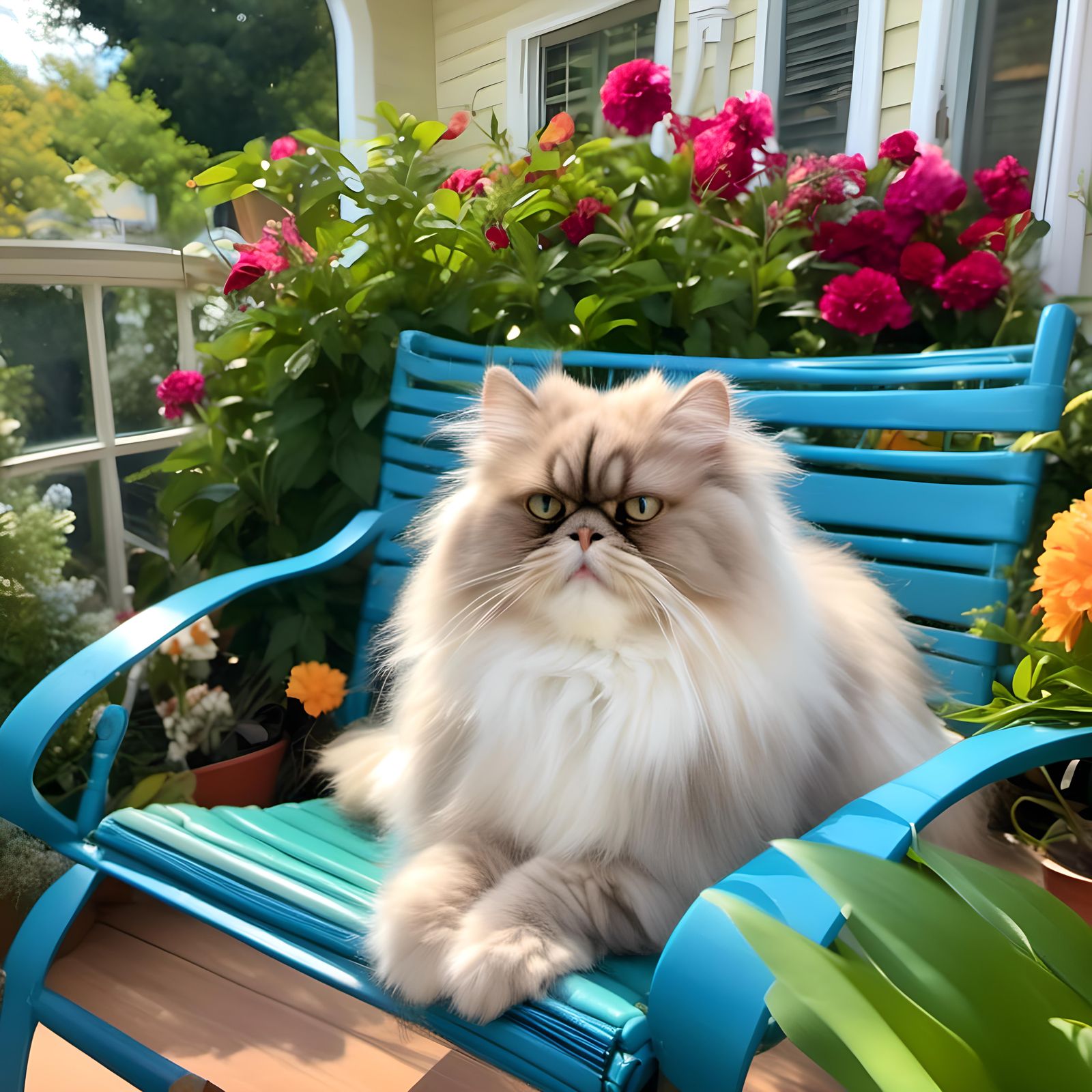 Regal Persian Cat on Sunny Porch