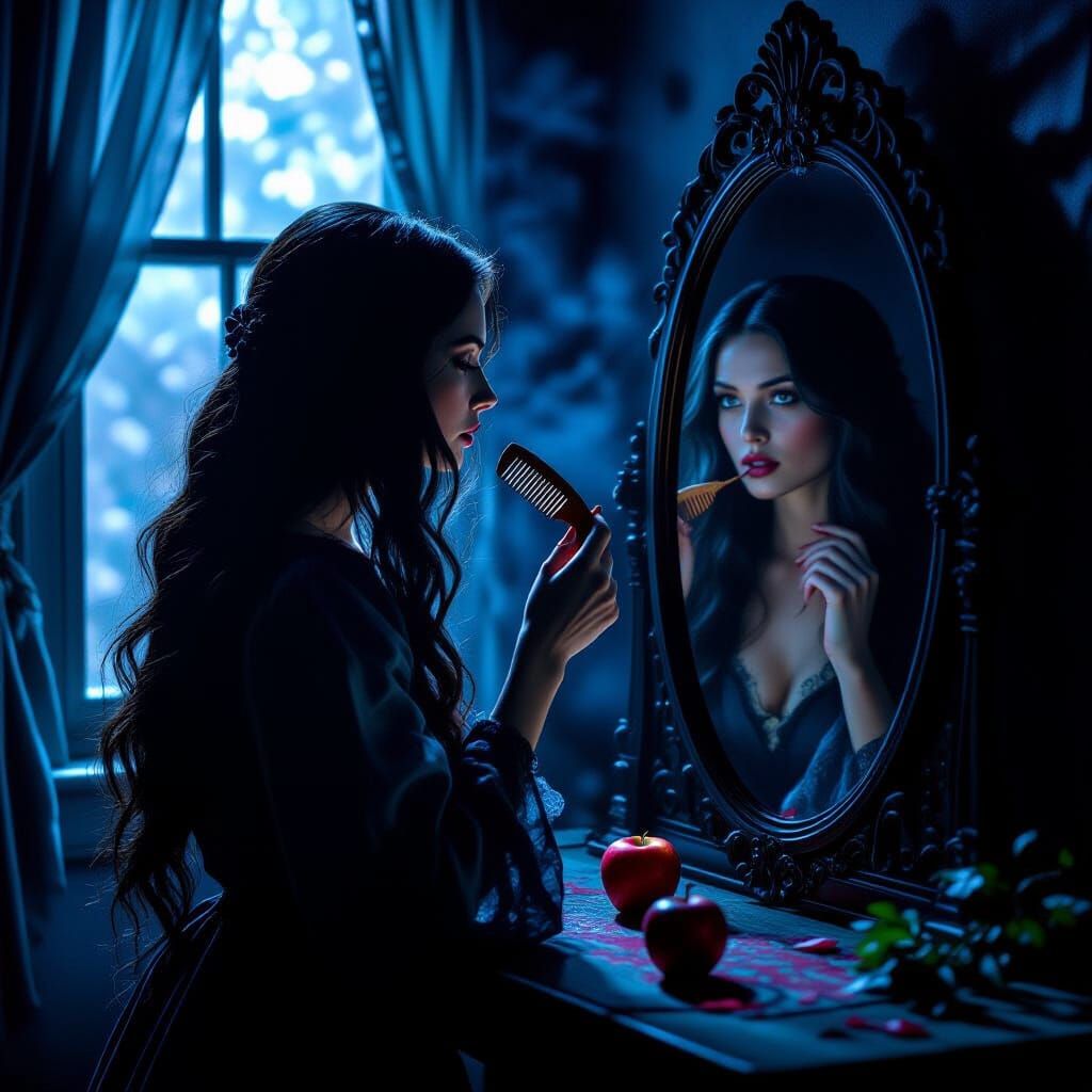 Mystical Woman Performing Love Spell Ritual at Midnight