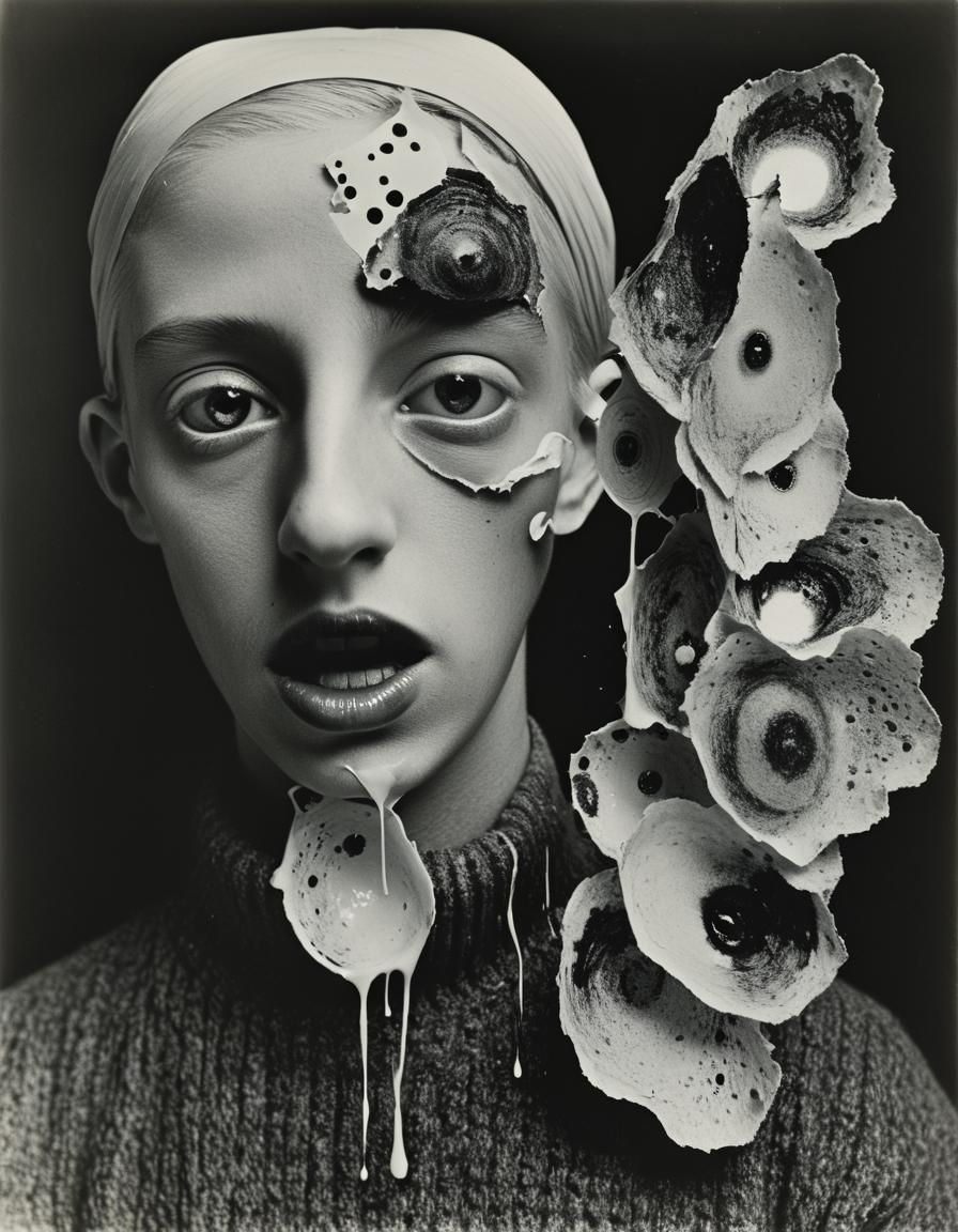 Surreal Torn Image with Blood Cells, Sharp Focus