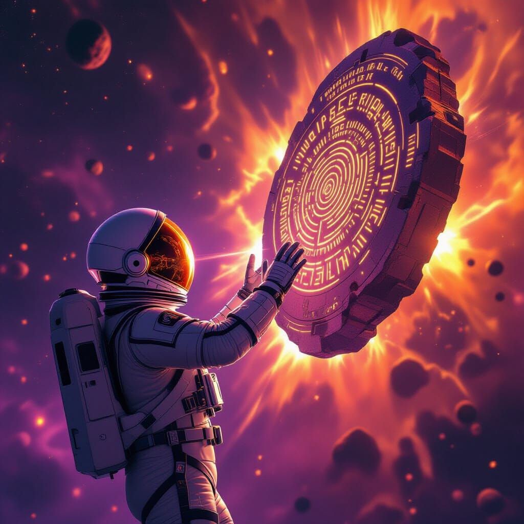 Astronaut Reaching for Ancient Alien Artifact