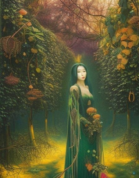 Hybrid Man in Vines: Fashion Magazine Style Art