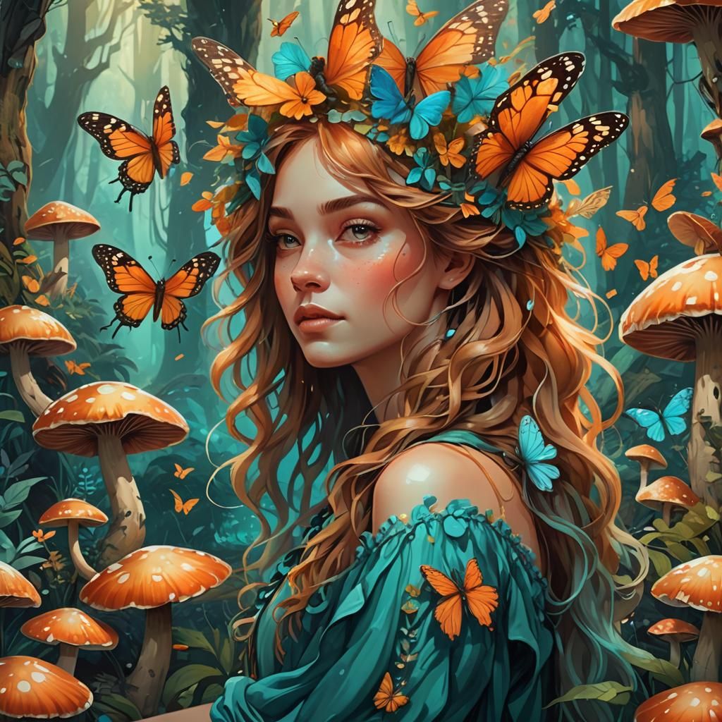 Stitch as Human Girl in Whimsical Forest