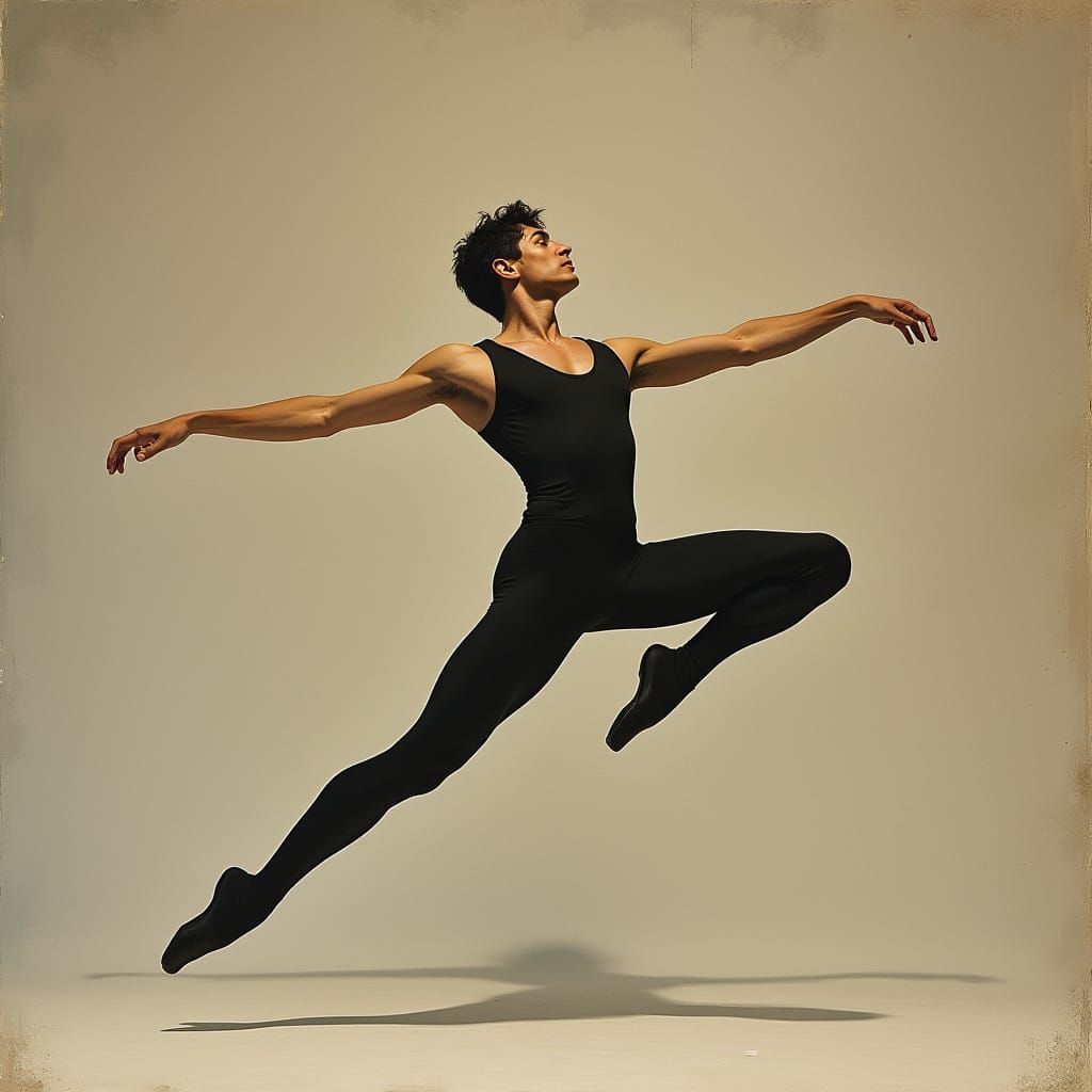 Elegant Male Ballet Dancer in Art Deco-Inspired Unitard