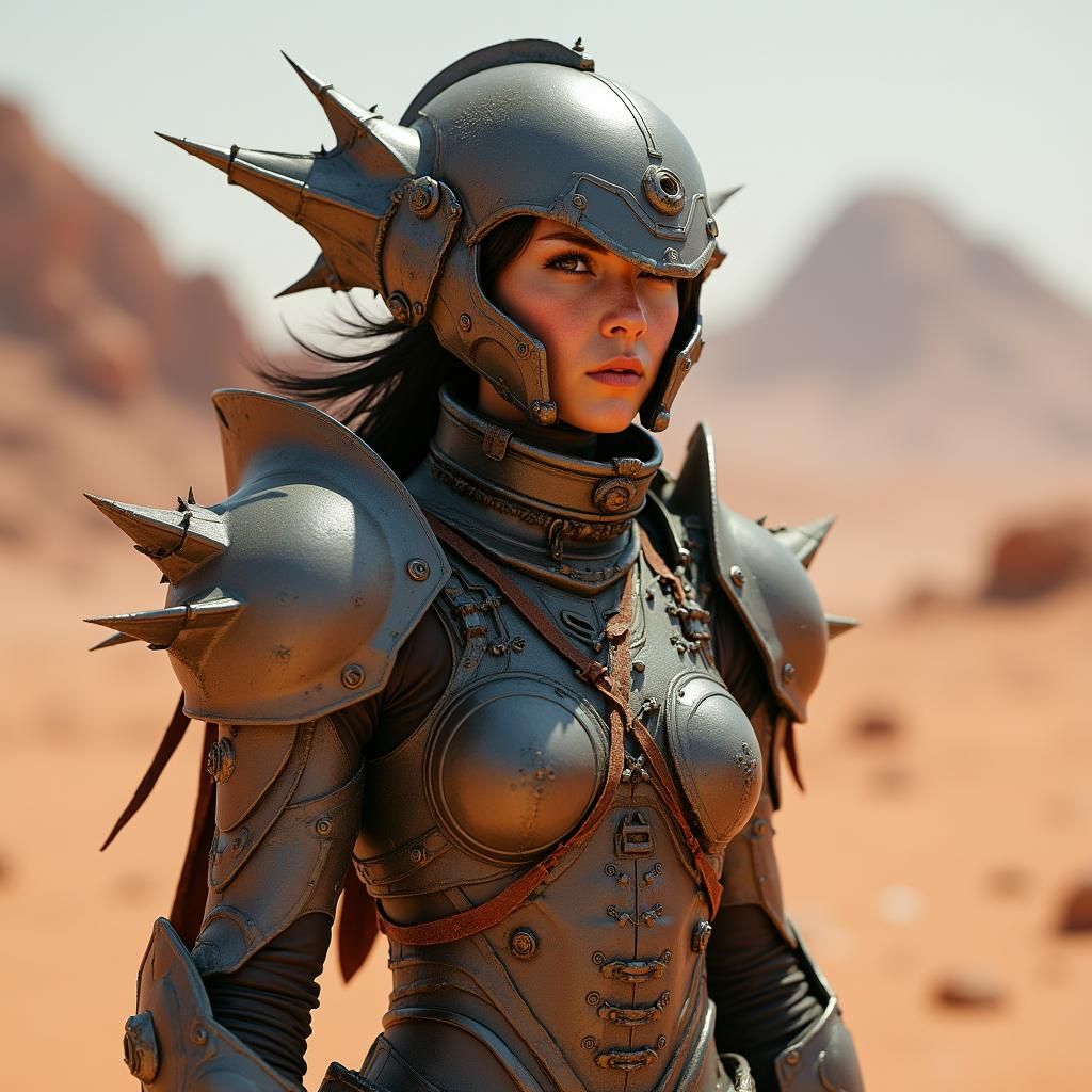 Futuristic Female Scout on Mars in Sci-Fi Style