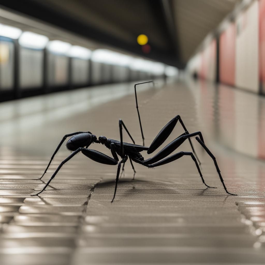 Surreal Insect Hybrid on Subway to Hell