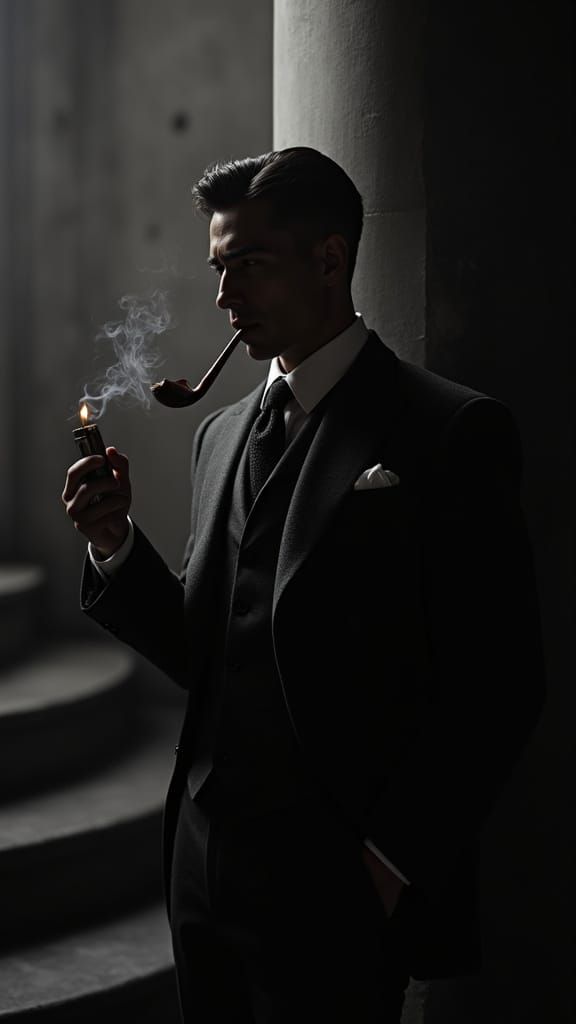 Noir Portrait of Man in 1920s Suit