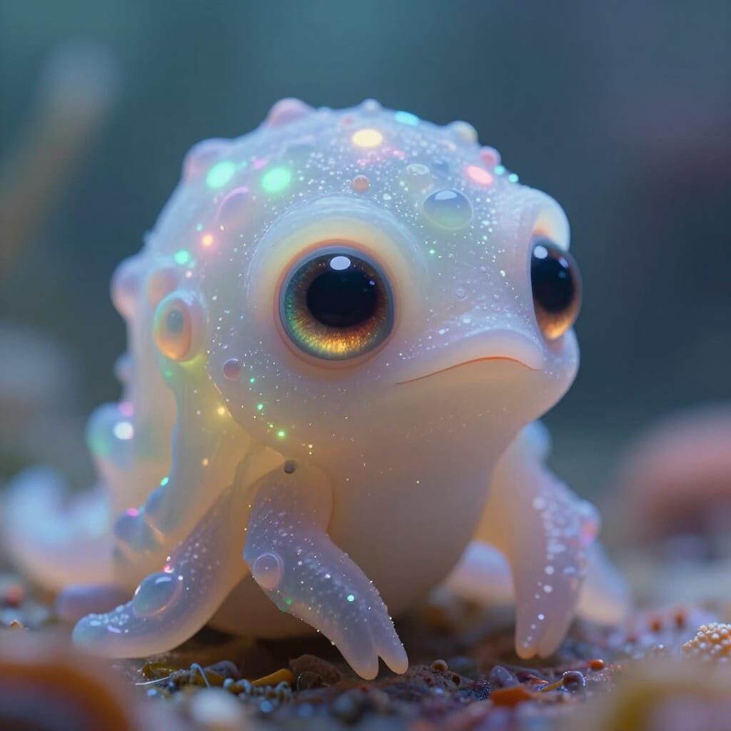 Cute Bioluminescent Gelatinous Creature with Big Eyes