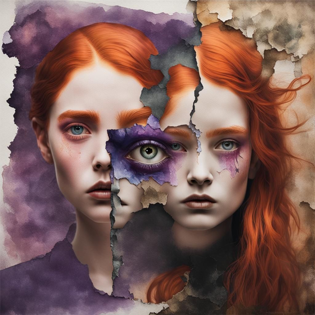 Surreal Portrait with Broken Mirror Effects