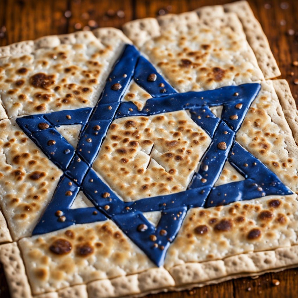 Israeli Flag Matzah Still Life in Vibrant Colors