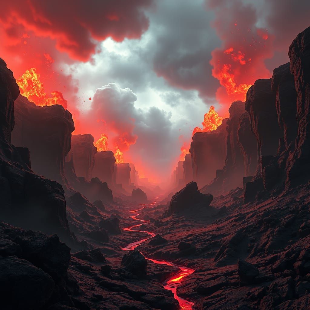 Dark Fantasy 3D Masterpiece in Hellish Landscape