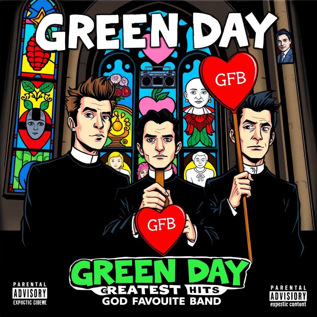 Green Day Album Cover Comic Style Illustration