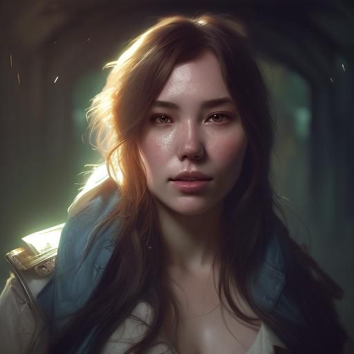 Detailed Portrait with Dynamic Lighting in Digital Art Style