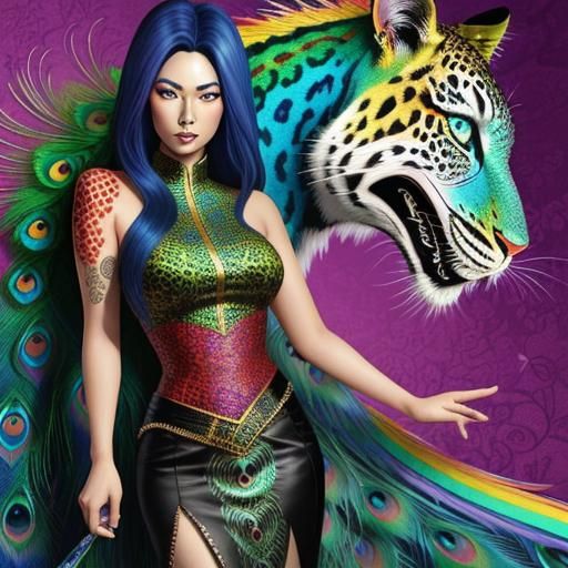 Asian Woman with Dragon Scales in Comic Book Style