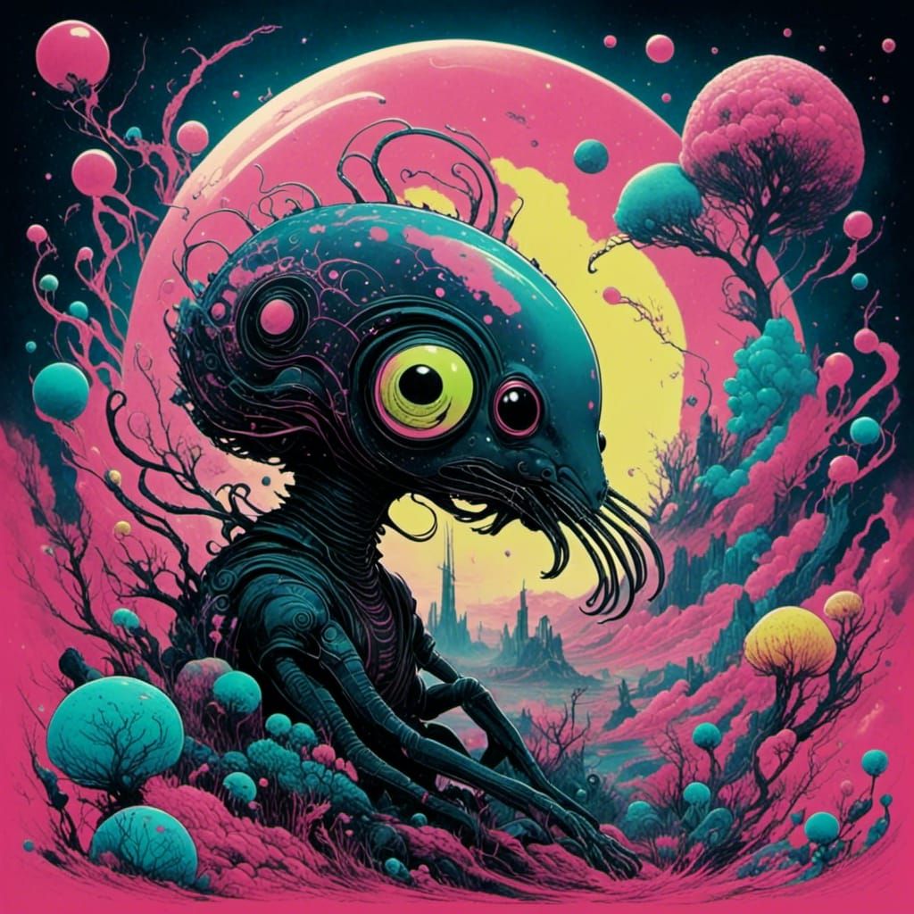 Bubblegum Spacepunk Character in Futuristic Setting