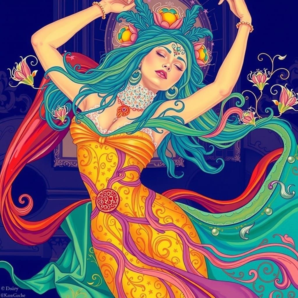 Elegant Woman in Baroque Opulence