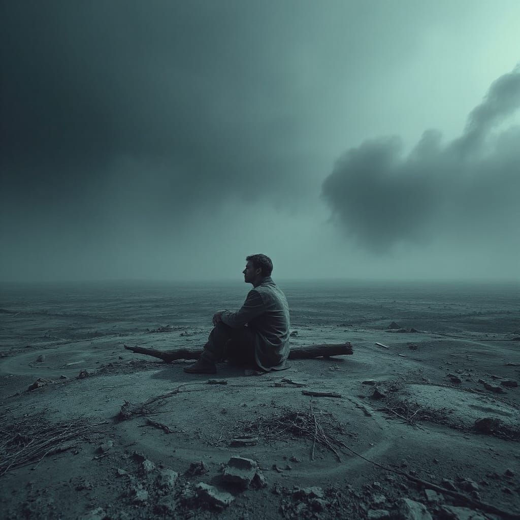 A Haunting Figure Lost in Desolate Silence