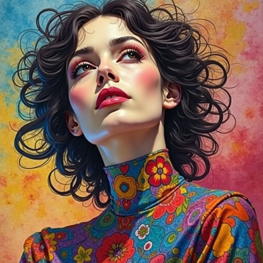 Psychedelic Lady Macbeth Portrait in Klimt Pop Art Style