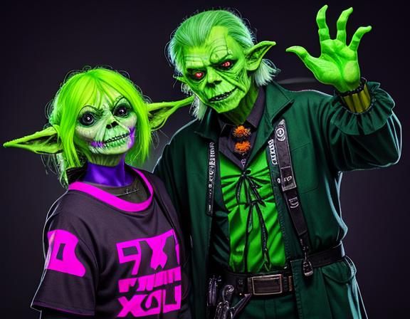 Halloween neon Frankenstein and Yoda