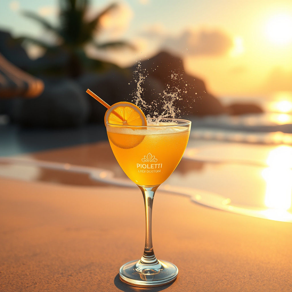 Sparkling Cocktail on a Sunny Beach: Detailed Matte Painting