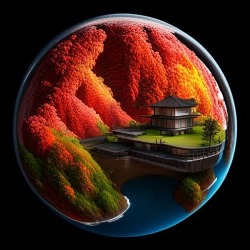 Exotic Extraterrestrial Planet with Autumn Vegetation