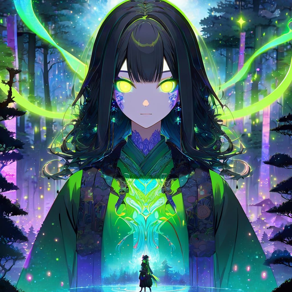 Anime Goddess in Ethereal Forest