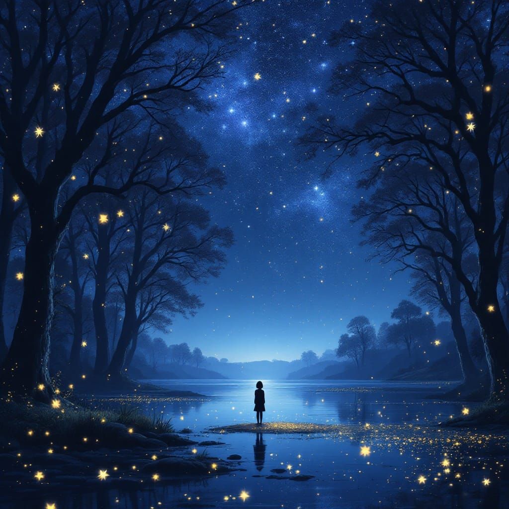 Ethereal Nighttime Scene in a Dreamy, Fantastical Style