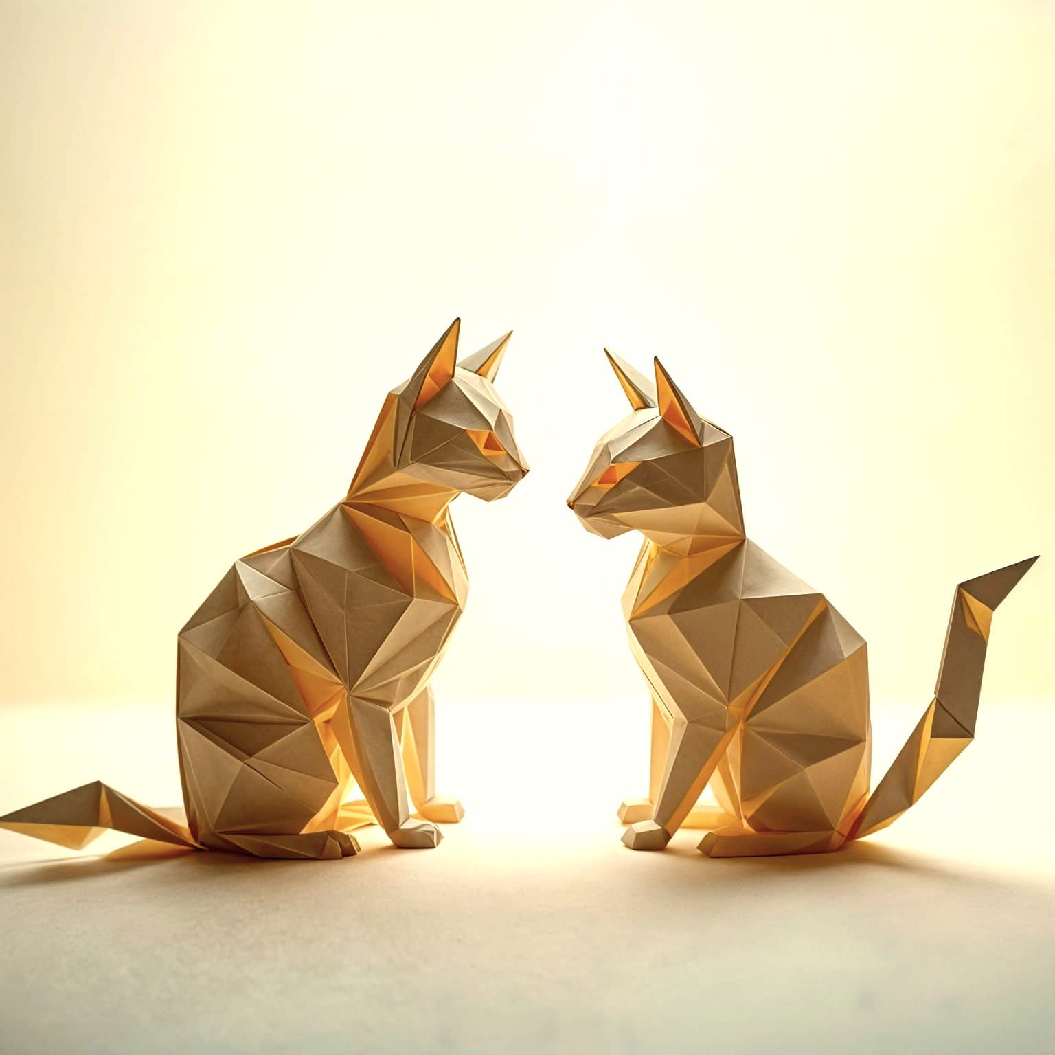 Silhouette Cats in Origami Paper Art