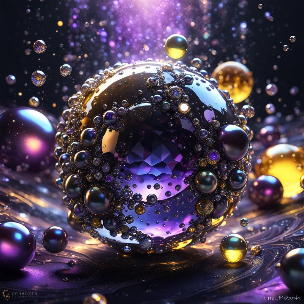 Psychotris abstract sparkling twinkling black pearls dotted ...