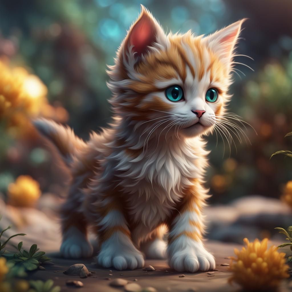 Cute Kitten in Detailed Matte Painting Style