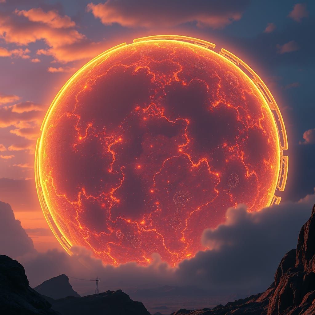 Glowing Moon-Shaped Temple in Ethereal Light