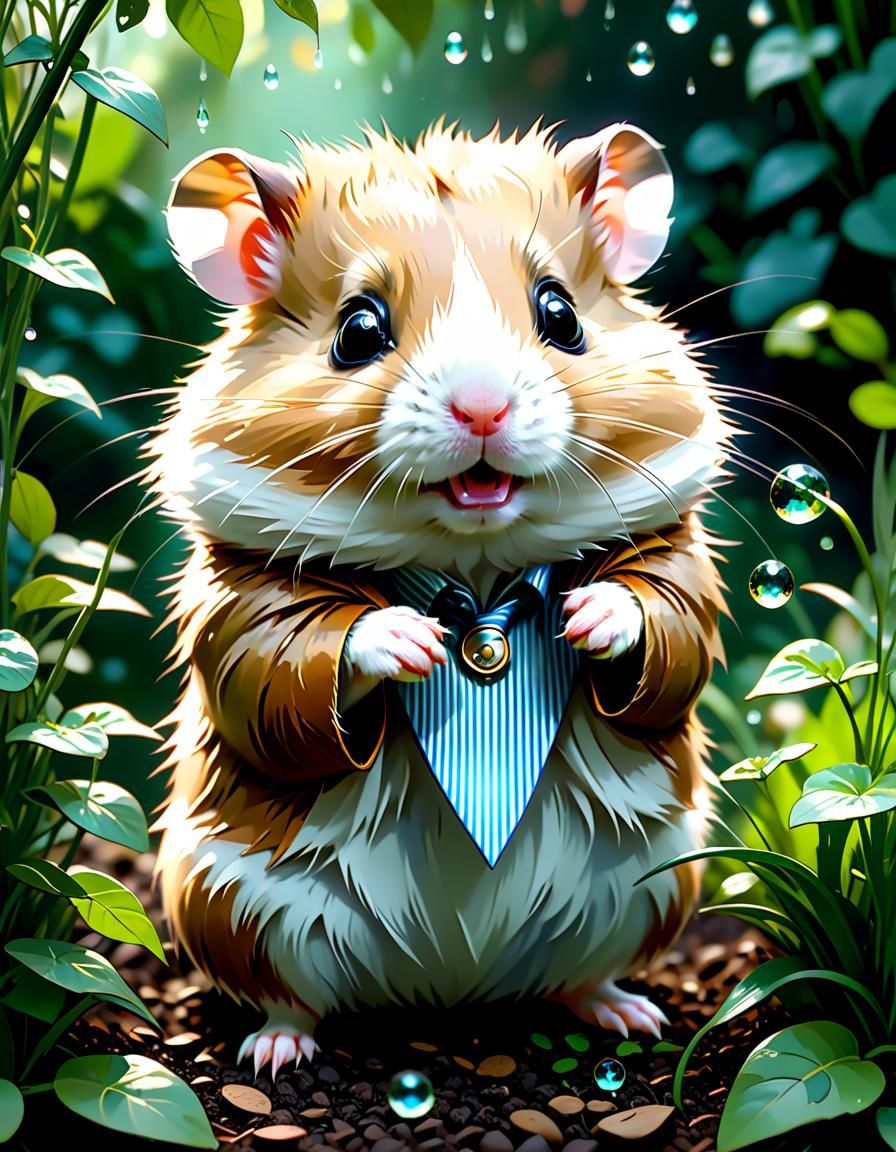 Adorable Hamster Duke in Garden: Digital Art