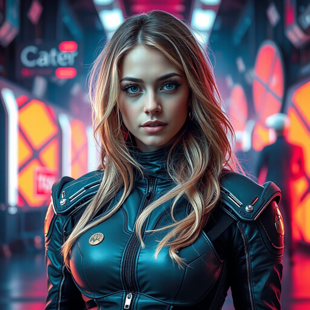 Futuristic Woman in Glitch Art Style