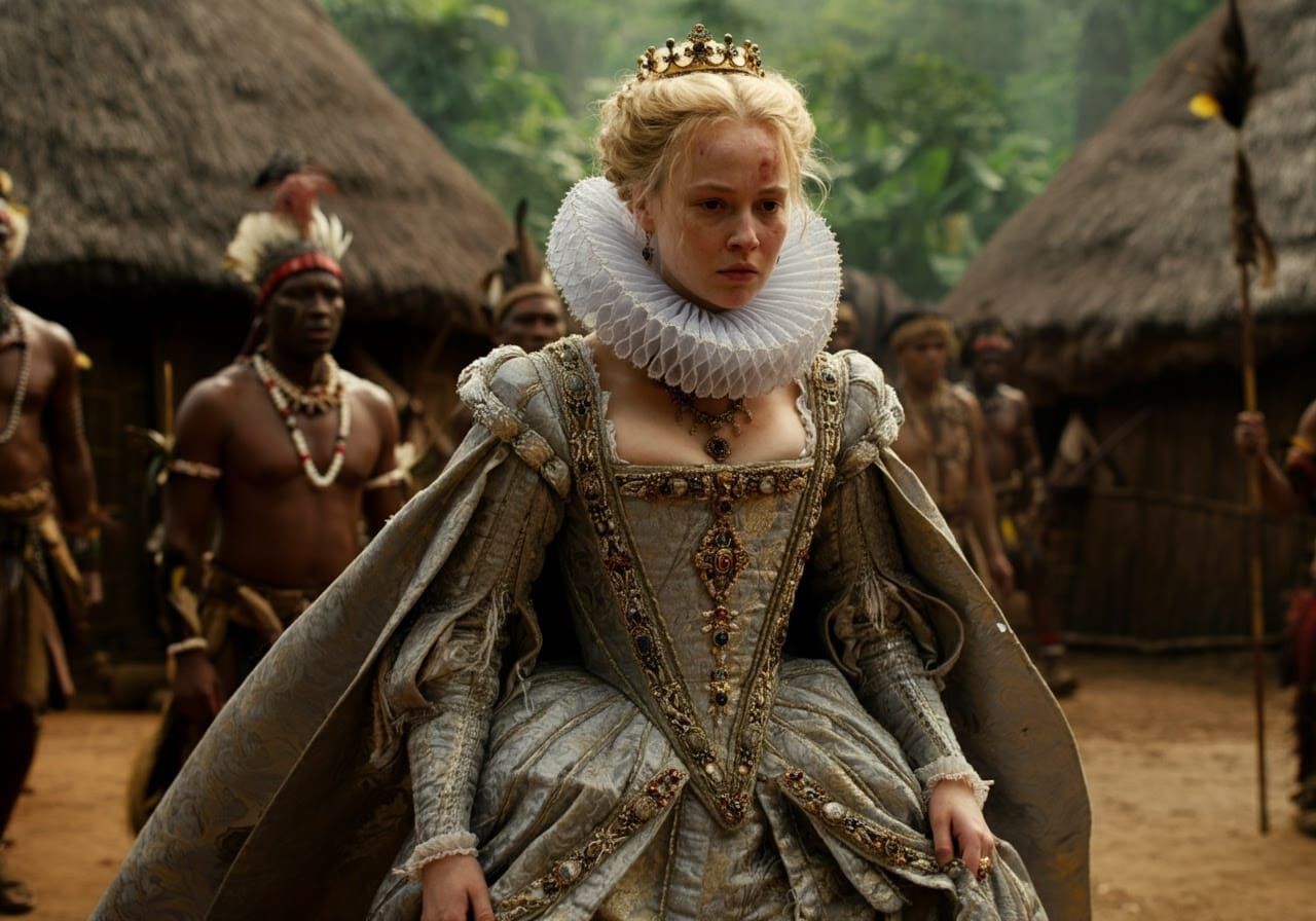 Queen Anna Enters African Village: Renaissance Style