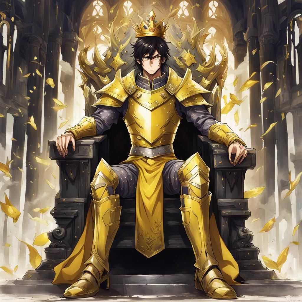 Fantasy King in Anime Style on His Throne