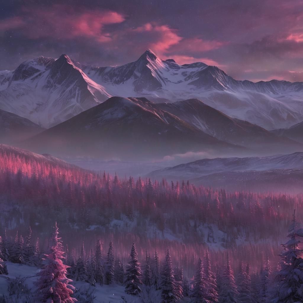 Aurora Borealis Over Serene Mountain Range