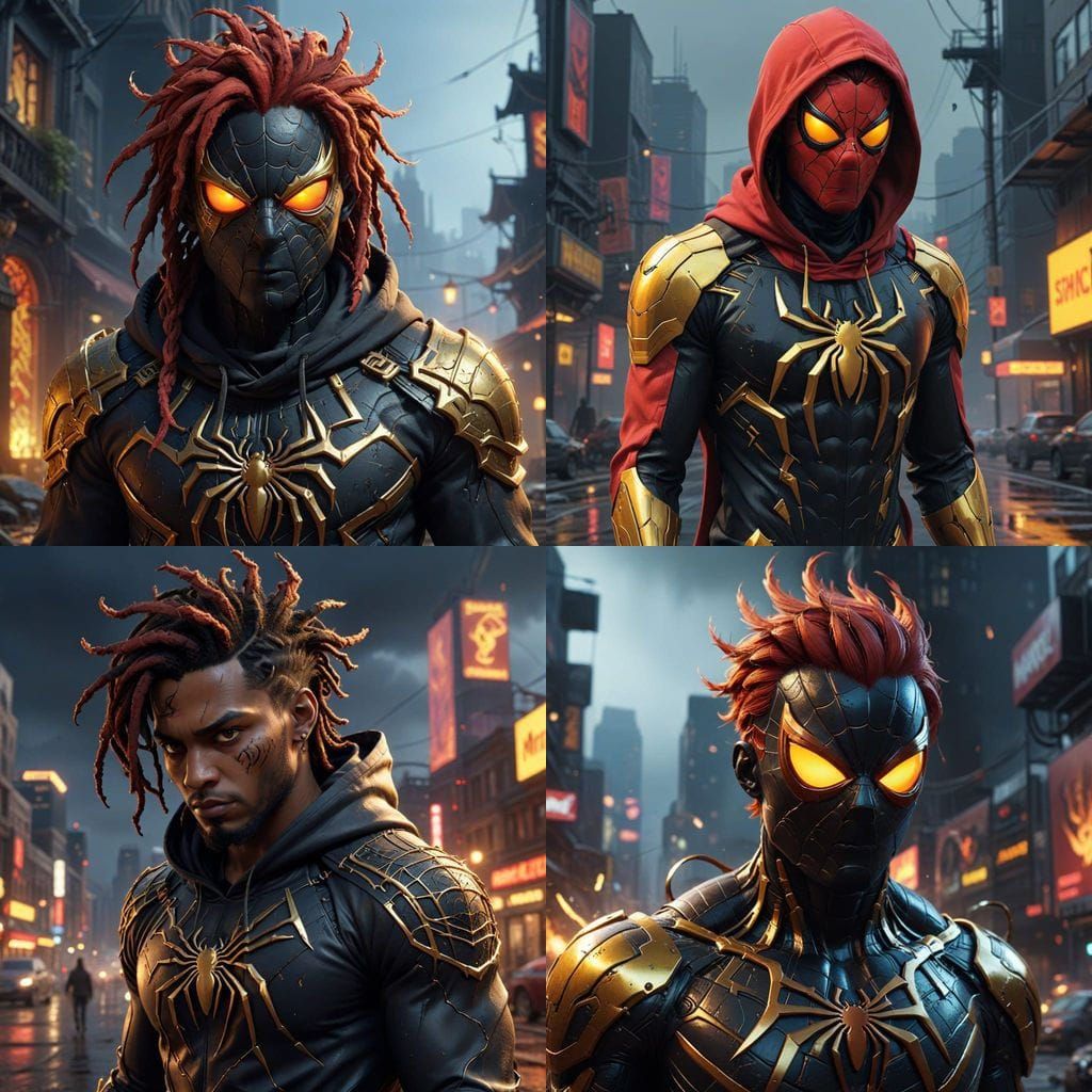 Gothic Spidersona in Black Gold Armor