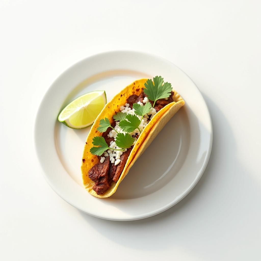 Photorealistic Taco Still Life on White Plate