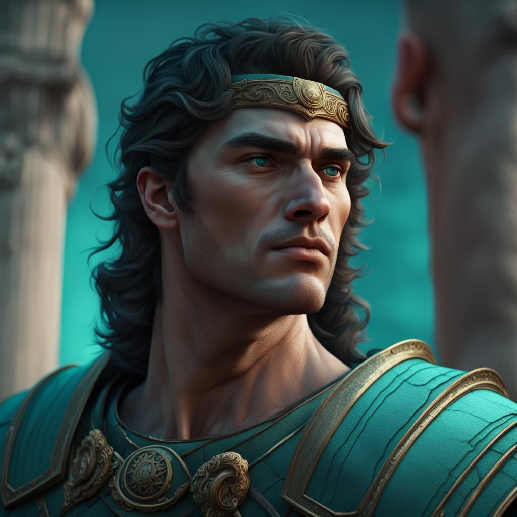 Teal Portrait of a Man with Roman Nose