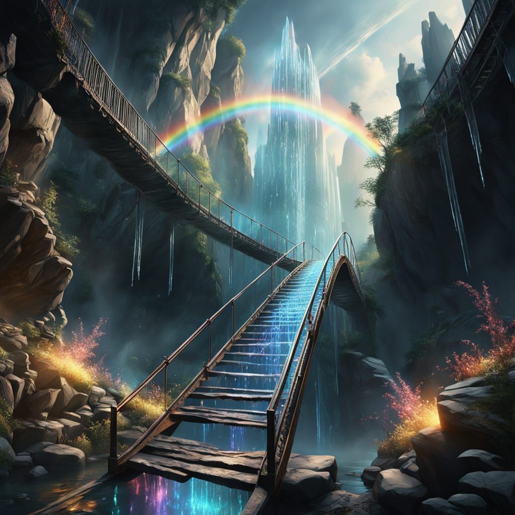 Crystal Bridge in Ethereal Landscape