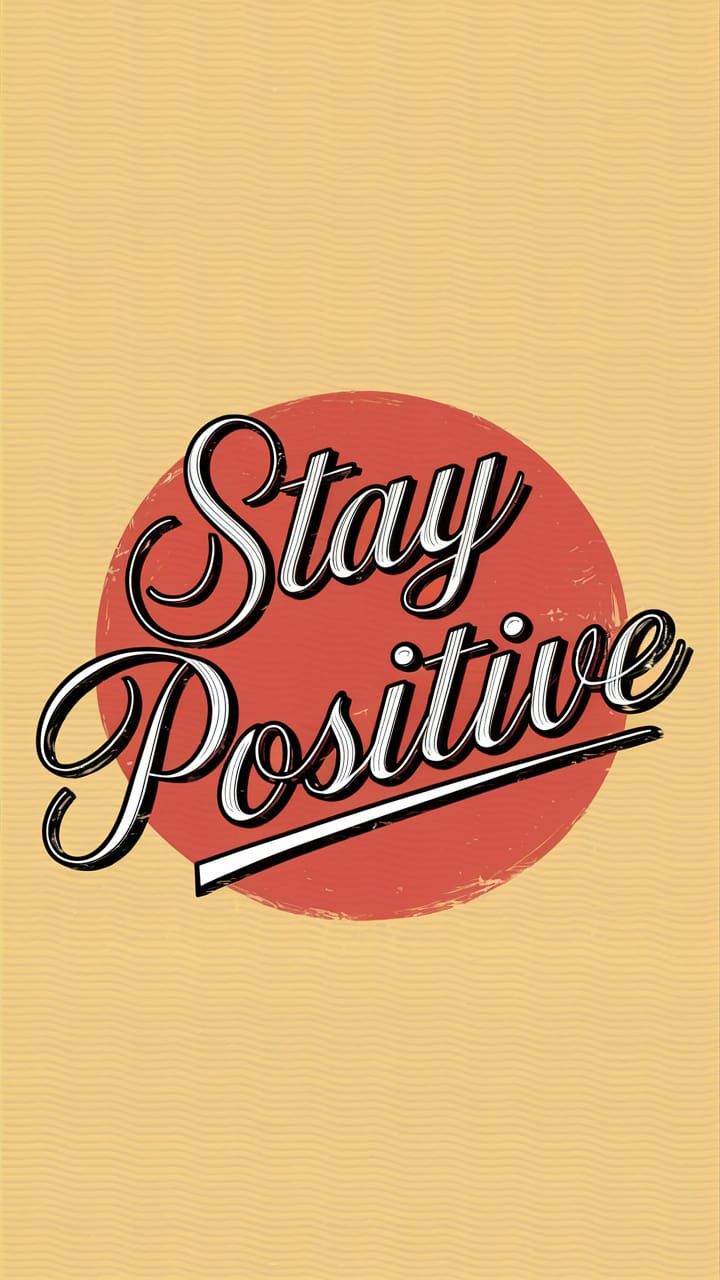 Retro Vector 'Stay Positive' Illustration in 1960s Style