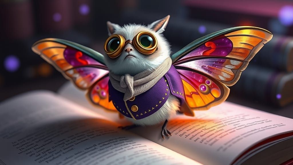 Milo Mothkin, Loyal Guardian in Velvet Waistcoat, Shimmering...