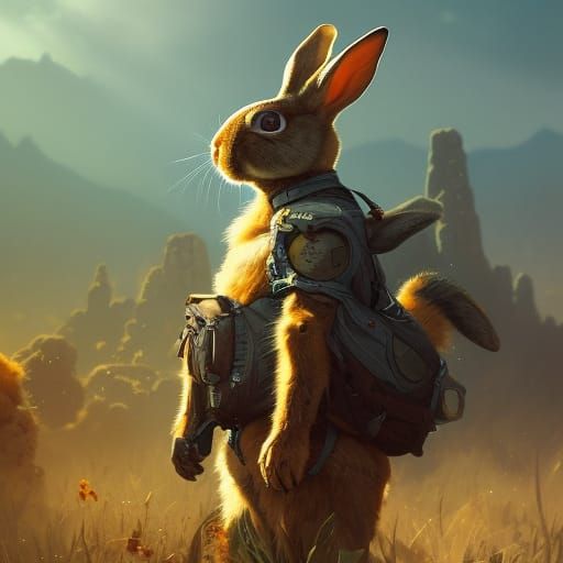 Angry Rabbit in Nuclear Wasteland: Hyperdetailed Concept Art