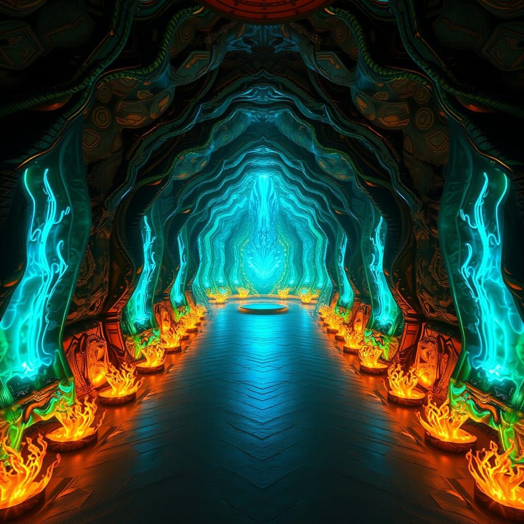 Electric Blue Futuristic Chamber in Vibrant LED Light