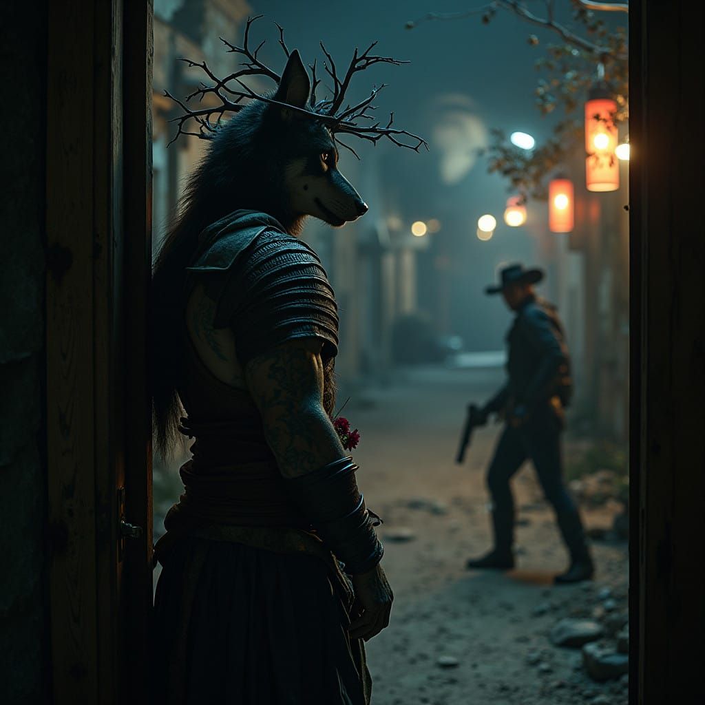 Cyberpunk Samurai Wolf Faces Off Against a Space Cowboy in M...