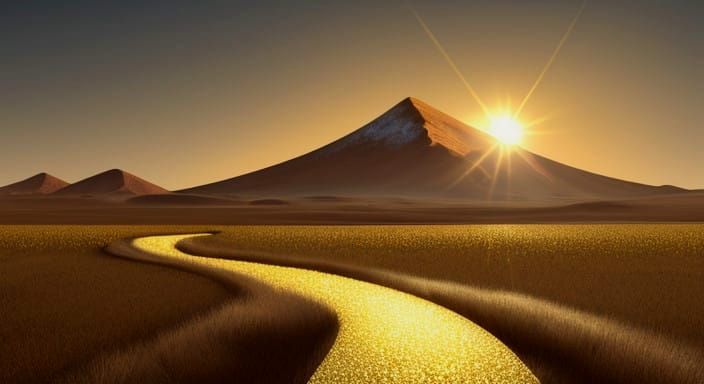 Golden Renaissance Scene in Luxe Gold Leaf Style