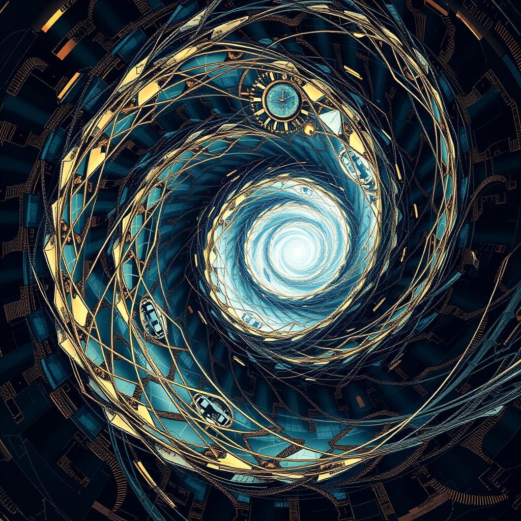 Fractal Vortex of Time in Cyberpunk Art