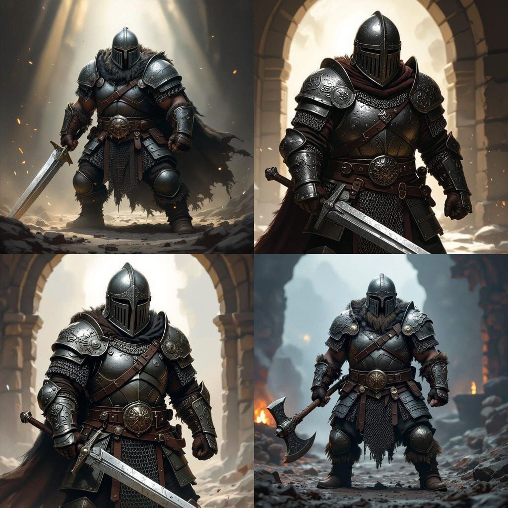 Heavily Armored Dwarven Warrior Ready for Battle